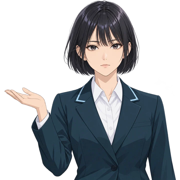 案内のしぐさをする AOI（『無事故の街』のイメージキャラクター）